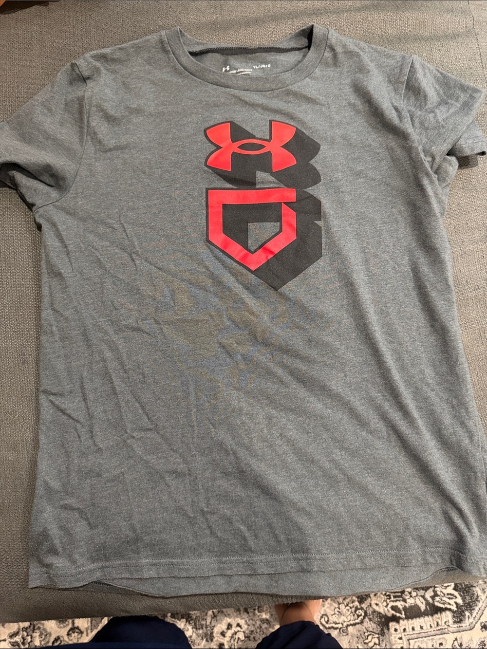 Under Armour Gray Short-Sleeve Tee with Red Logo Stack
